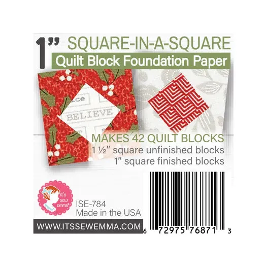1" Square in a Square Quilt Block Foundation Paper - It's Sew Emma #ISE-784