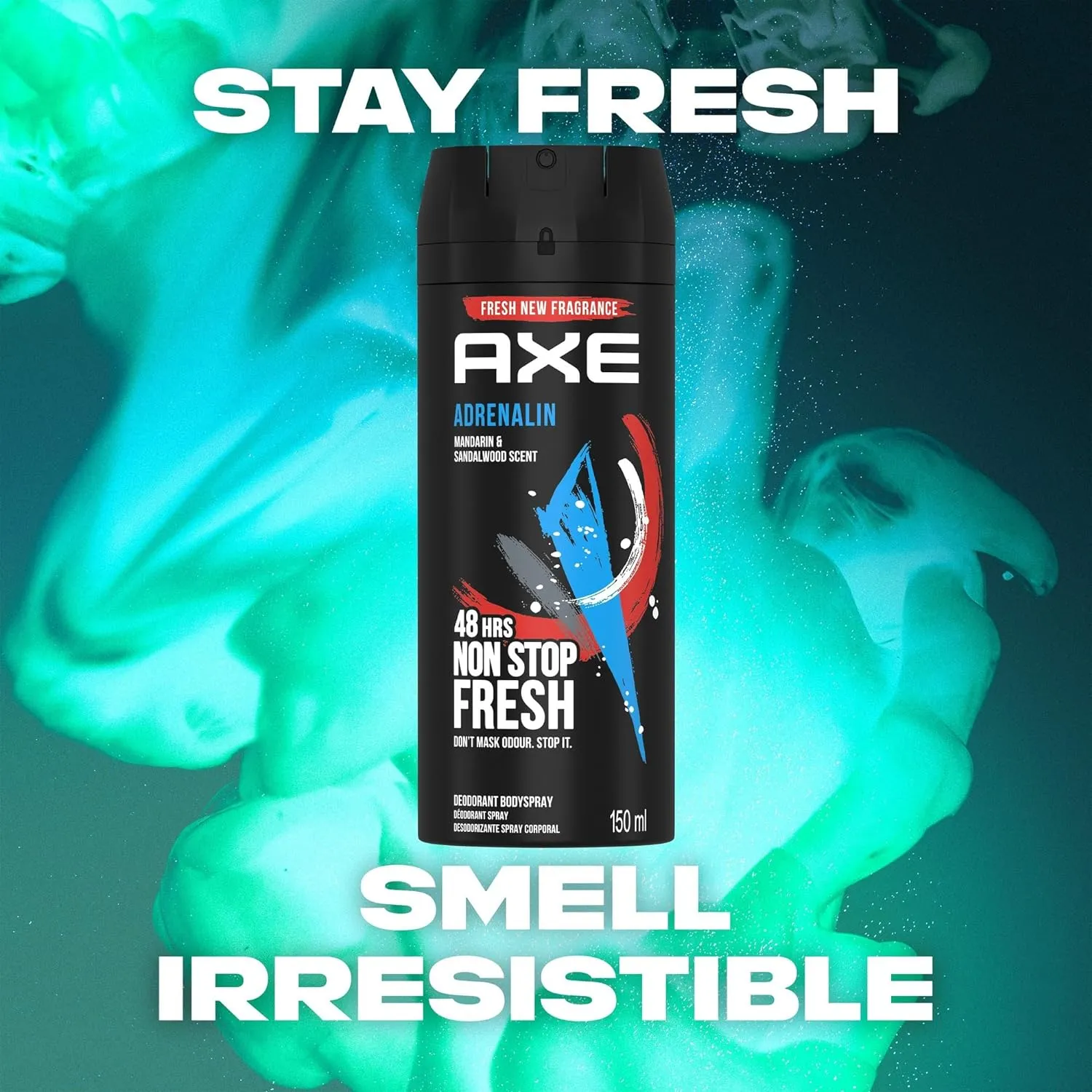 3 Axe Adrenalin Mens Deodorant Body Spray, 150ml (3 Pack)