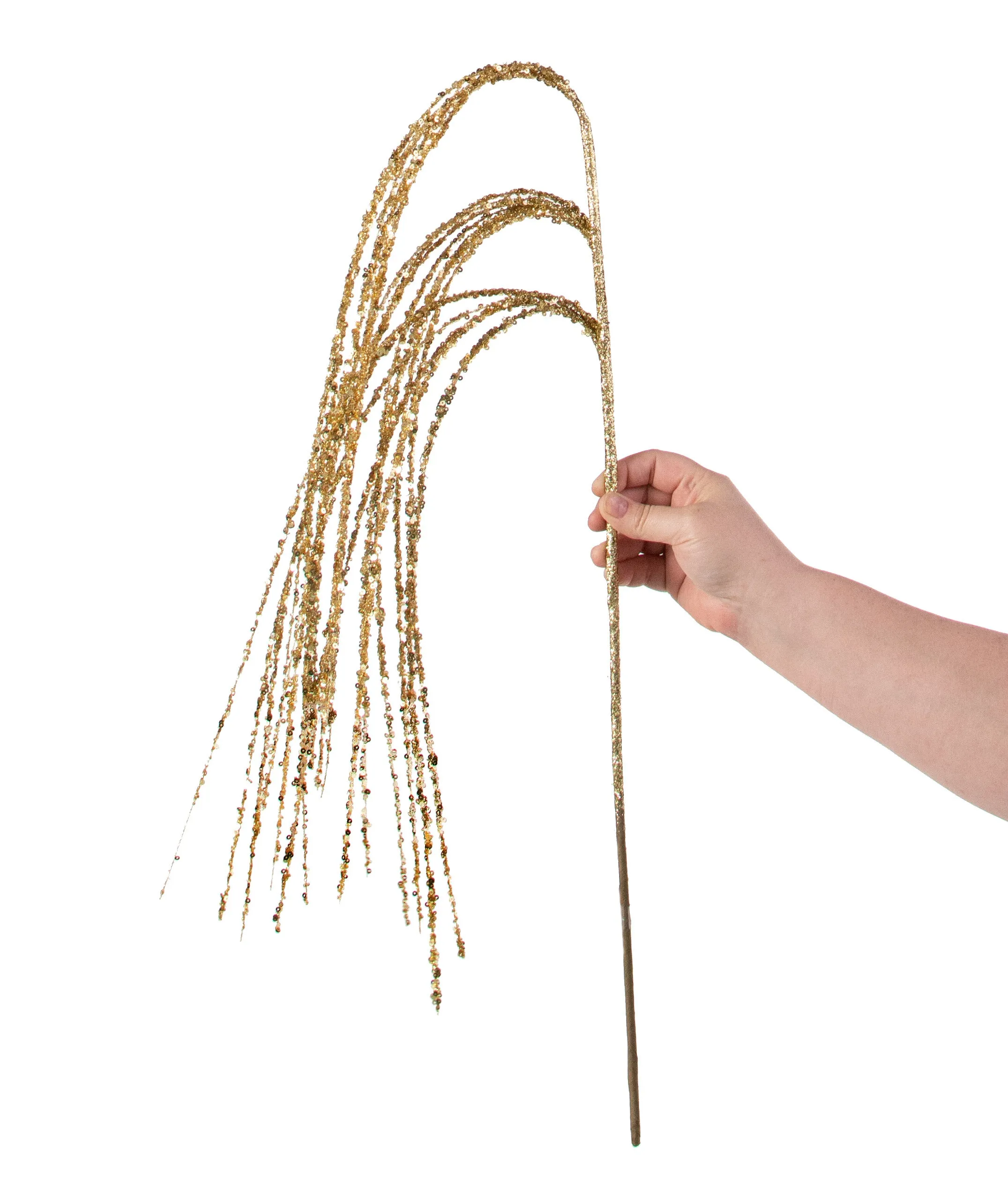 43" Hanging Sequin Spray: Gold