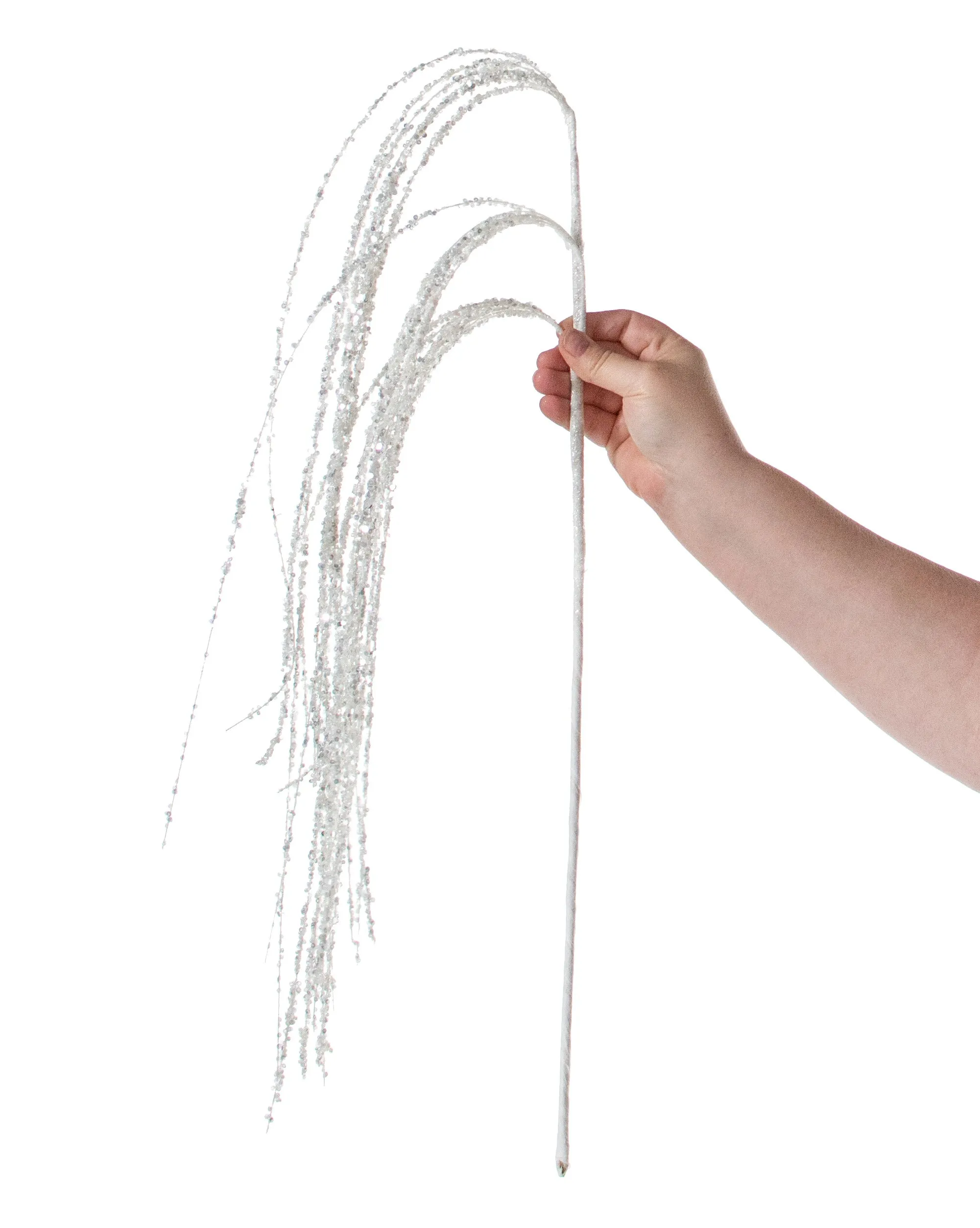 43" Hanging Sequin Spray: White