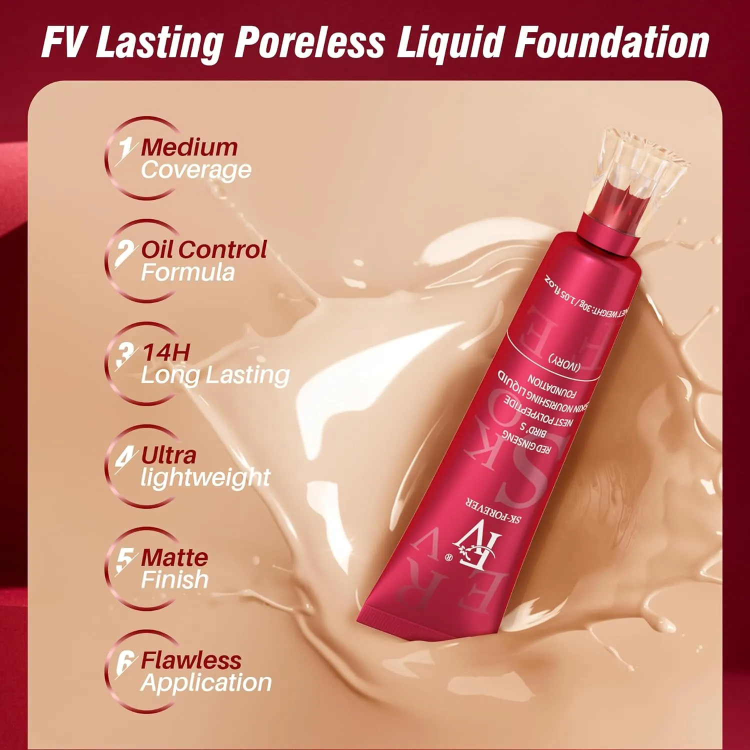 FV Liquid Foundation - Oil Control Waterproof Hydrating Cream