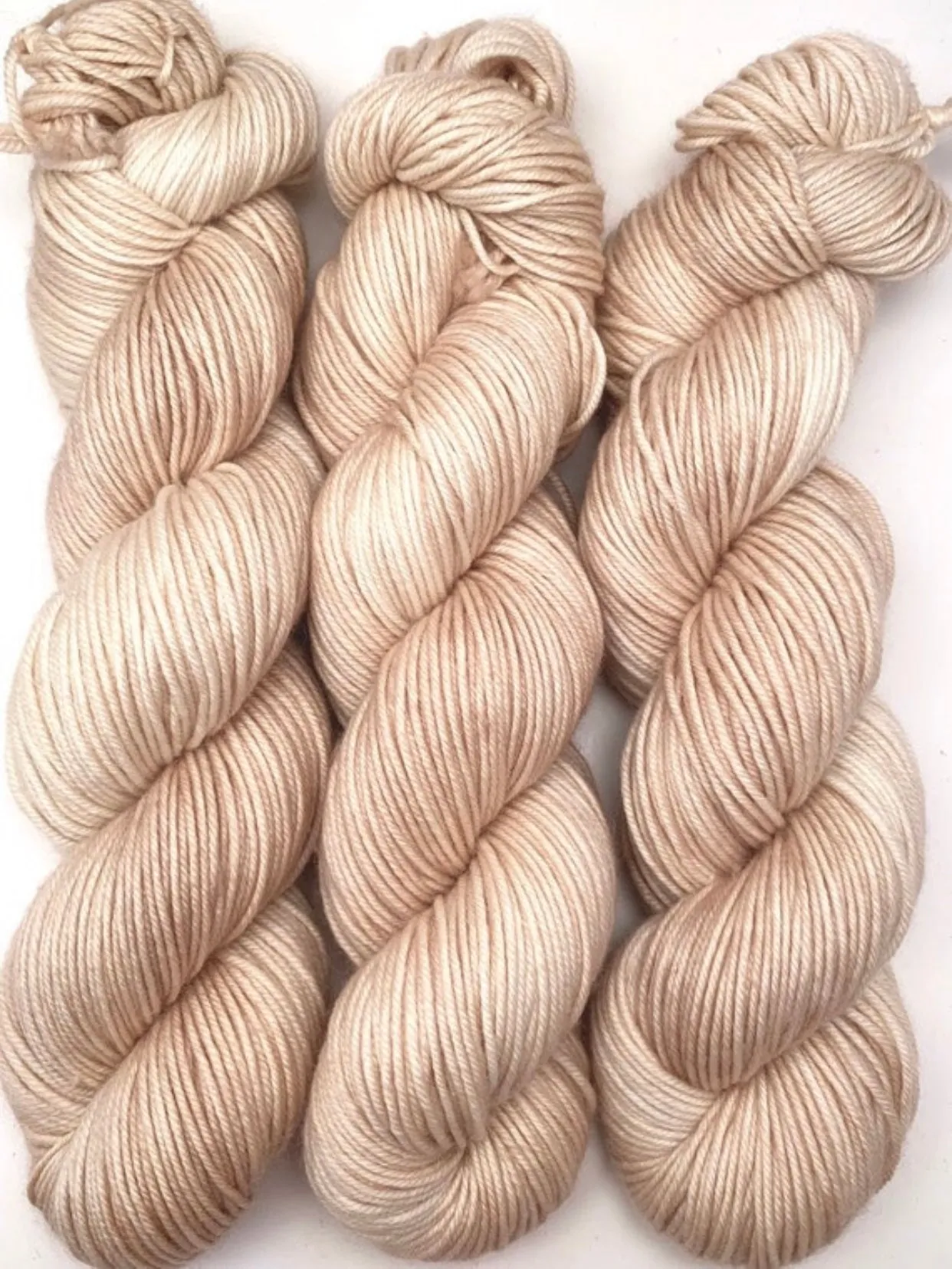 Hand Dyed Yarn "Nanny’s Linen" Tan Ecru Ivory Blush Beige Pale Merino Worsted Superwash 218yds 100g