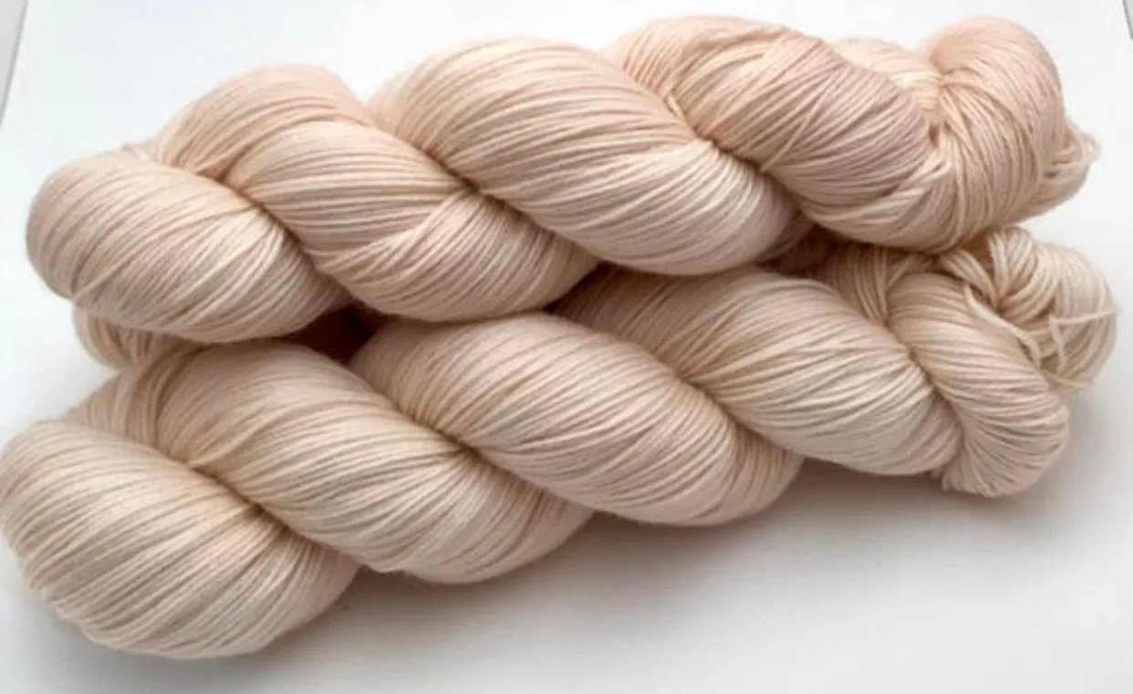 Hand Dyed Yarn "Nanny’s Linen" Tan Ecru Ivory Blush Beige Pale Merino Worsted Superwash 218yds 100g