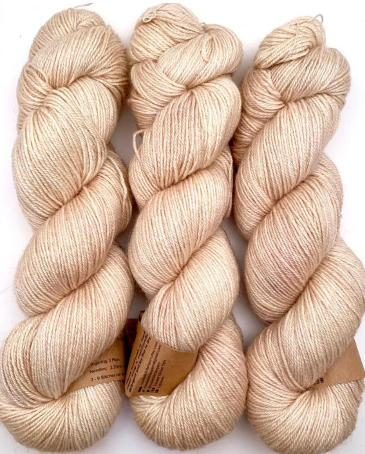 Hand Dyed Yarn "Nanny’s Linen" Tan Ecru Ivory Blush Beige Pale Merino Worsted Superwash 218yds 100g