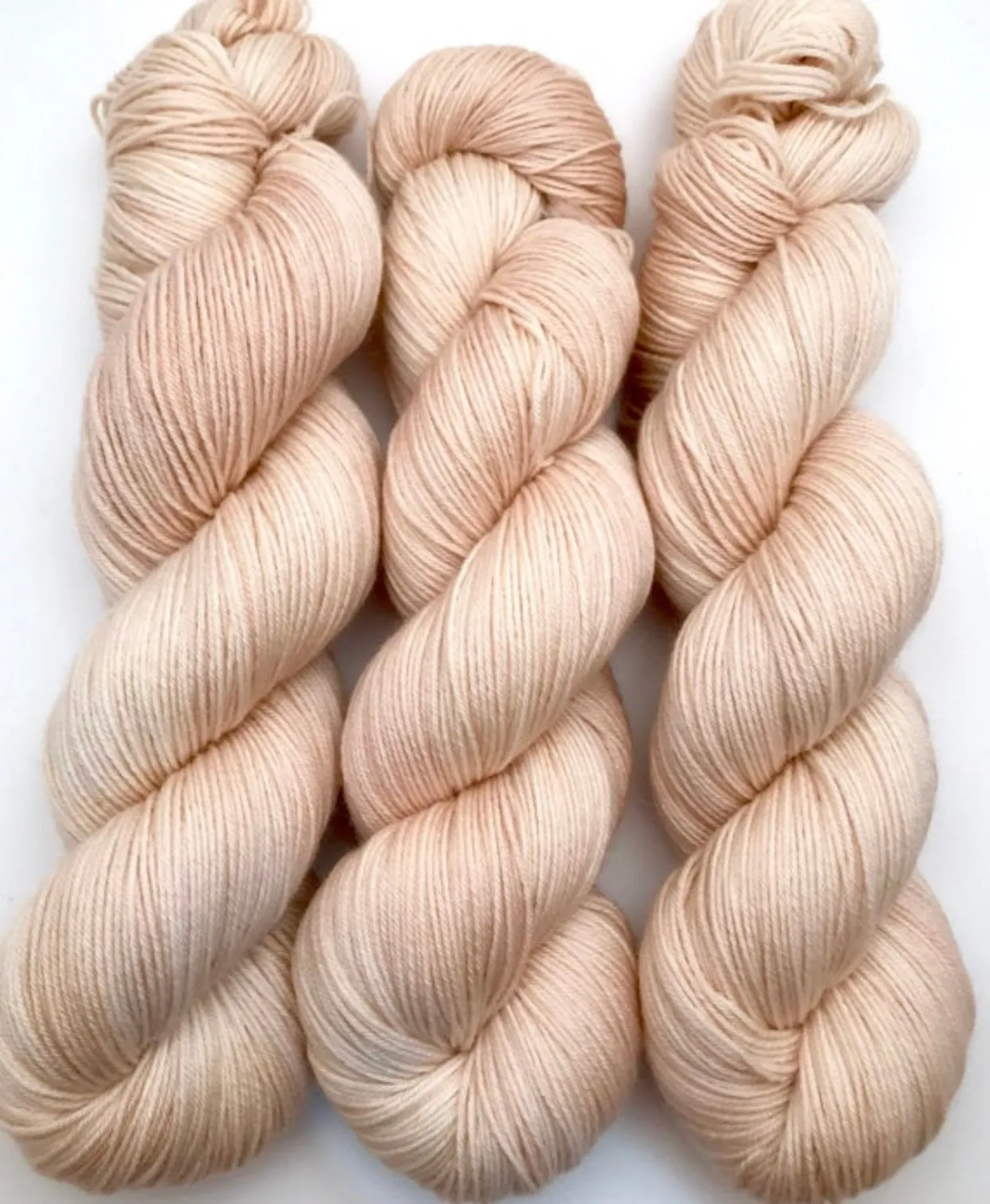 Hand Dyed Yarn "Nanny’s Linen" Tan Ecru Ivory Blush Beige Pale Merino Worsted Superwash 218yds 100g