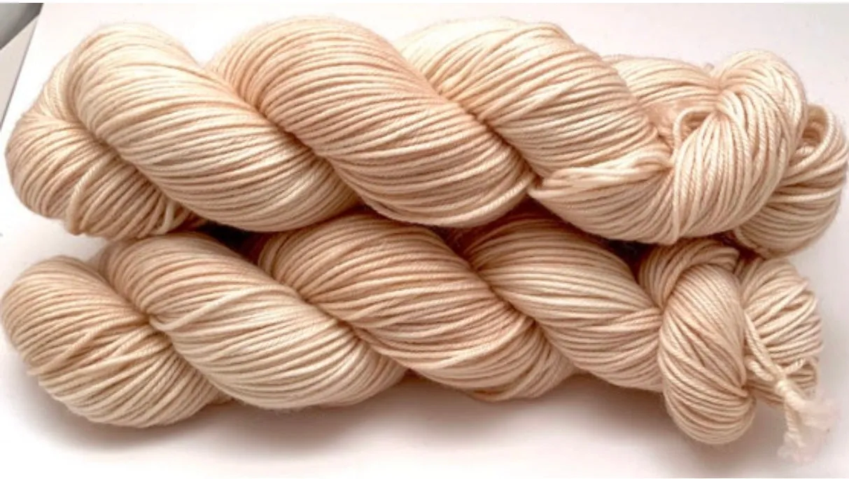 Hand Dyed Yarn "Nanny’s Linen" Tan Ecru Ivory Blush Beige Pale Merino Worsted Superwash 218yds 100g