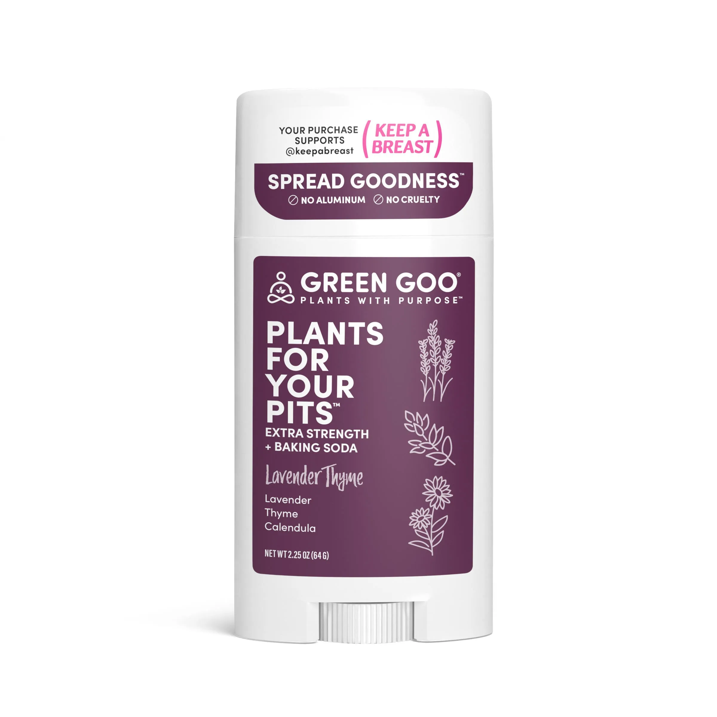 Lavender Thyme Solid Natural Deodorant with Baking Soda