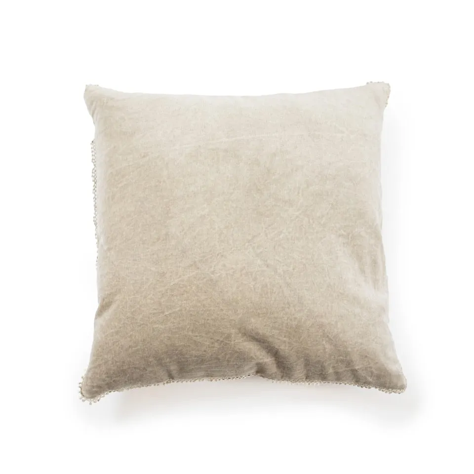 Velvet Pillow with Pom Pom Trim (4 Colors)