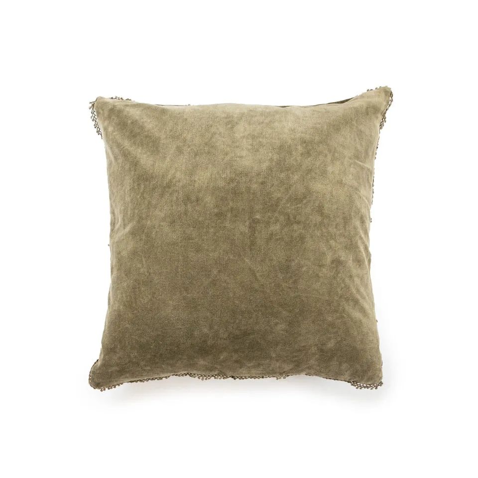 Velvet Pillow with Pom Pom Trim (4 Colors)