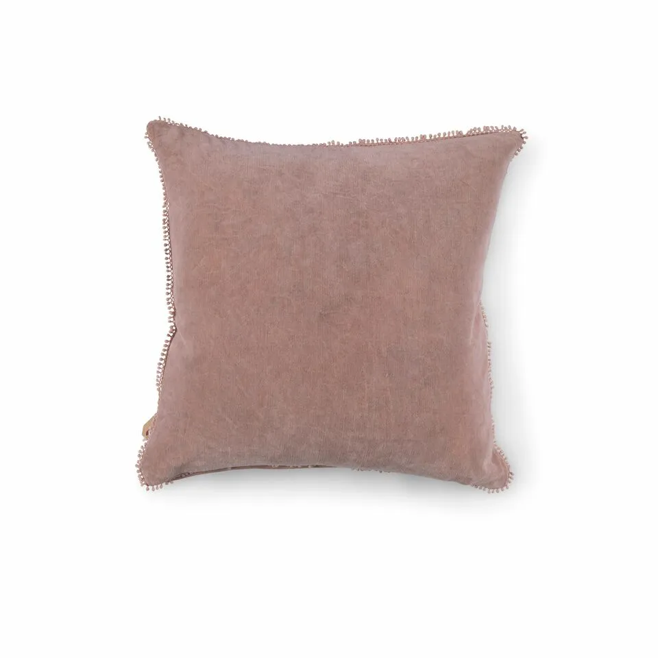 Velvet Pillow with Pom Pom Trim (4 Colors)
