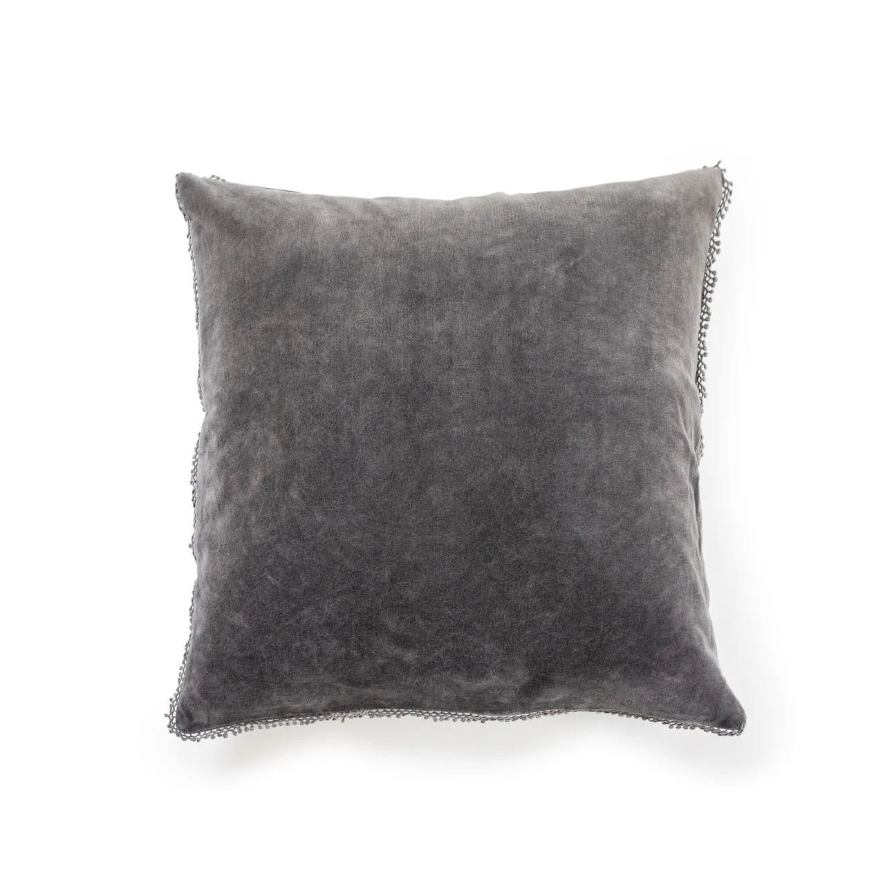 Velvet Pillow with Pom Pom Trim (4 Colors)